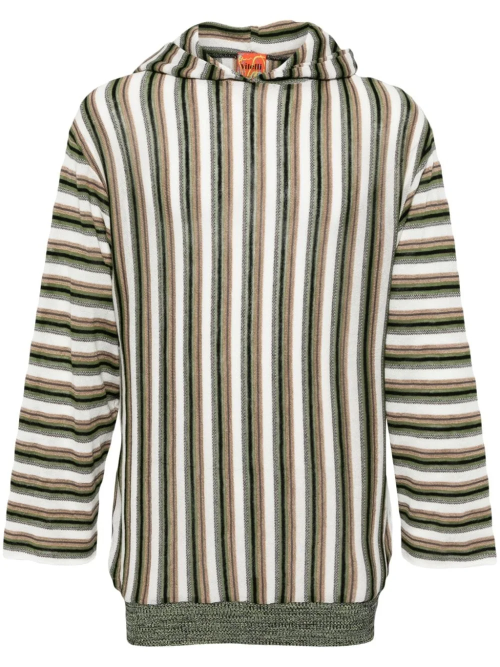 striped linen-blend hoodie - 1