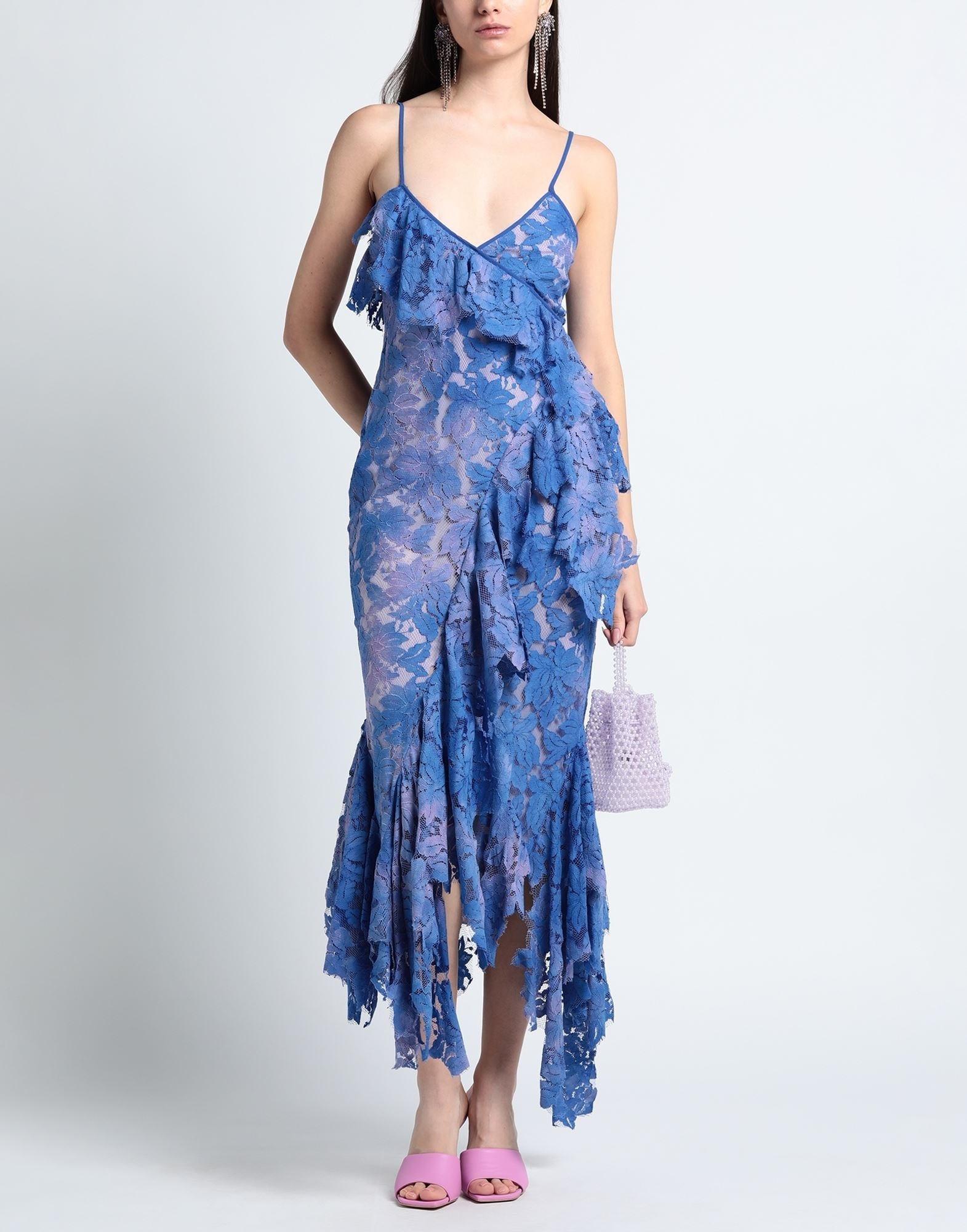 【ATTICO】''THELMA'' VIOLET AND DUSTY BLUE LONG DRESS The Attico And Dusty Cotton And Viscose Blend Thelma Long