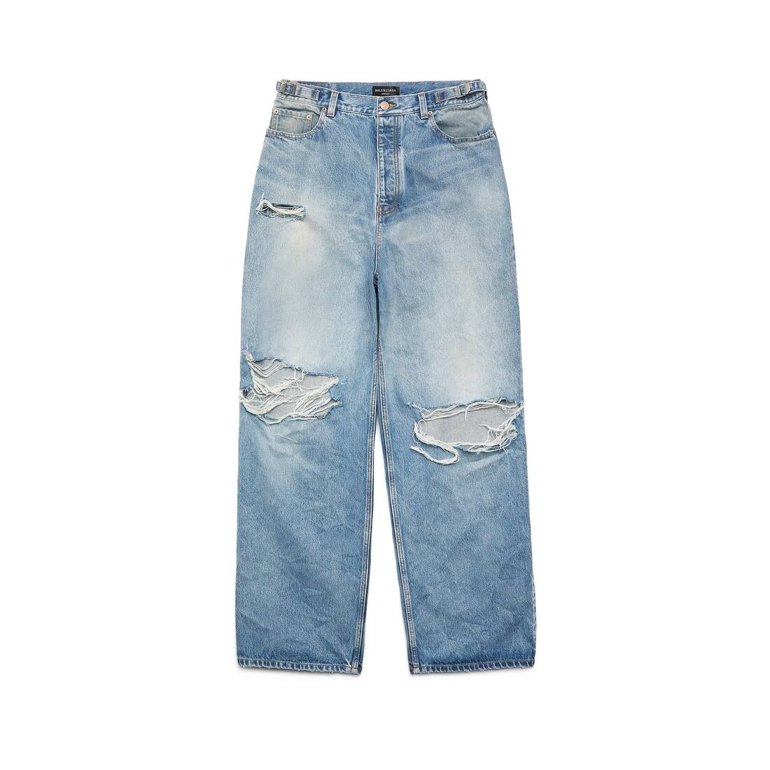 BALENCIAGA Destroyed Super Large Baggy Pants in Blue | REVERSIBLE