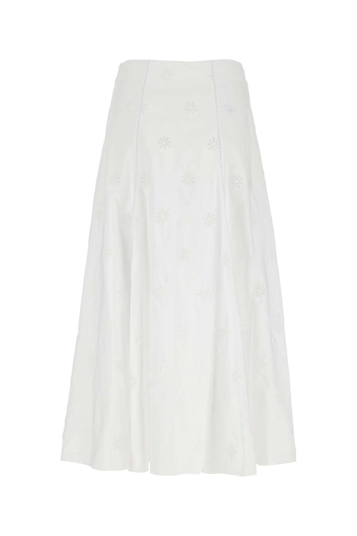 Chloe Women White Poplin Skirt - 2