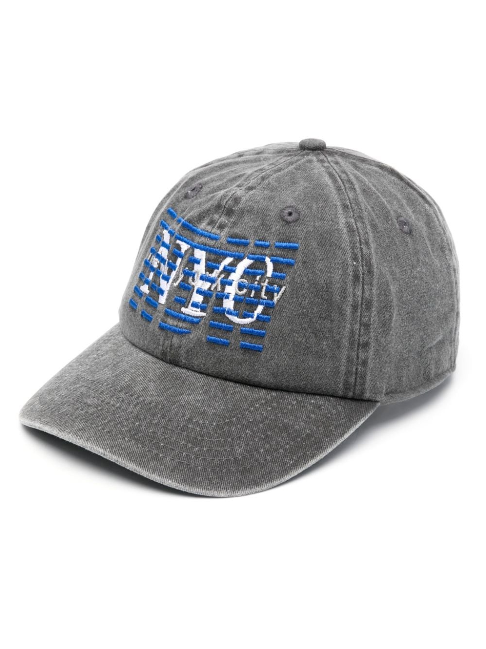 NYC logo-embroidered stonewashed cap - 1