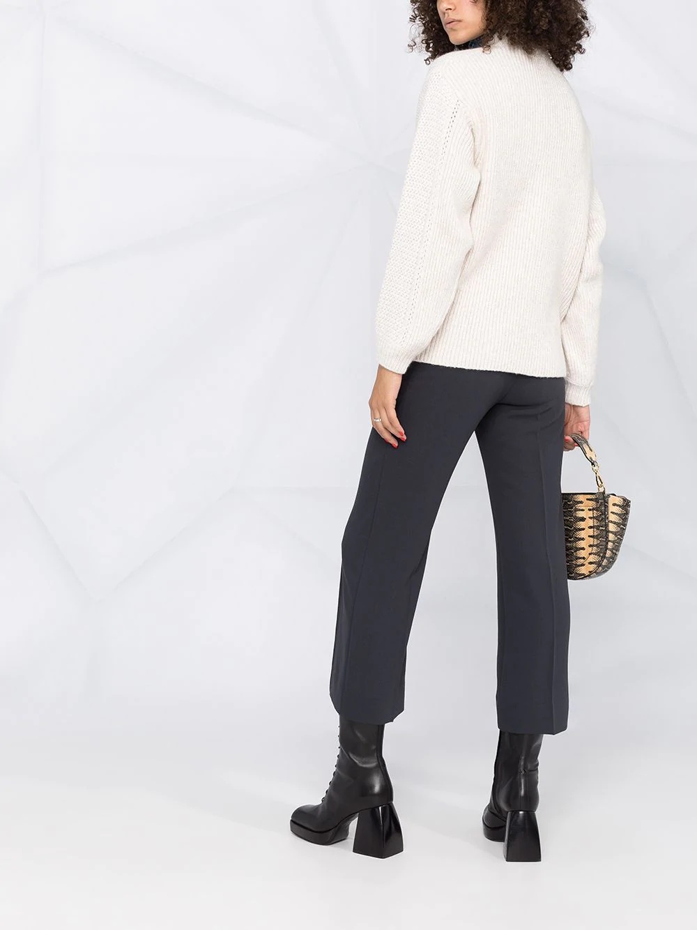 cropped crêpe trousers - 4