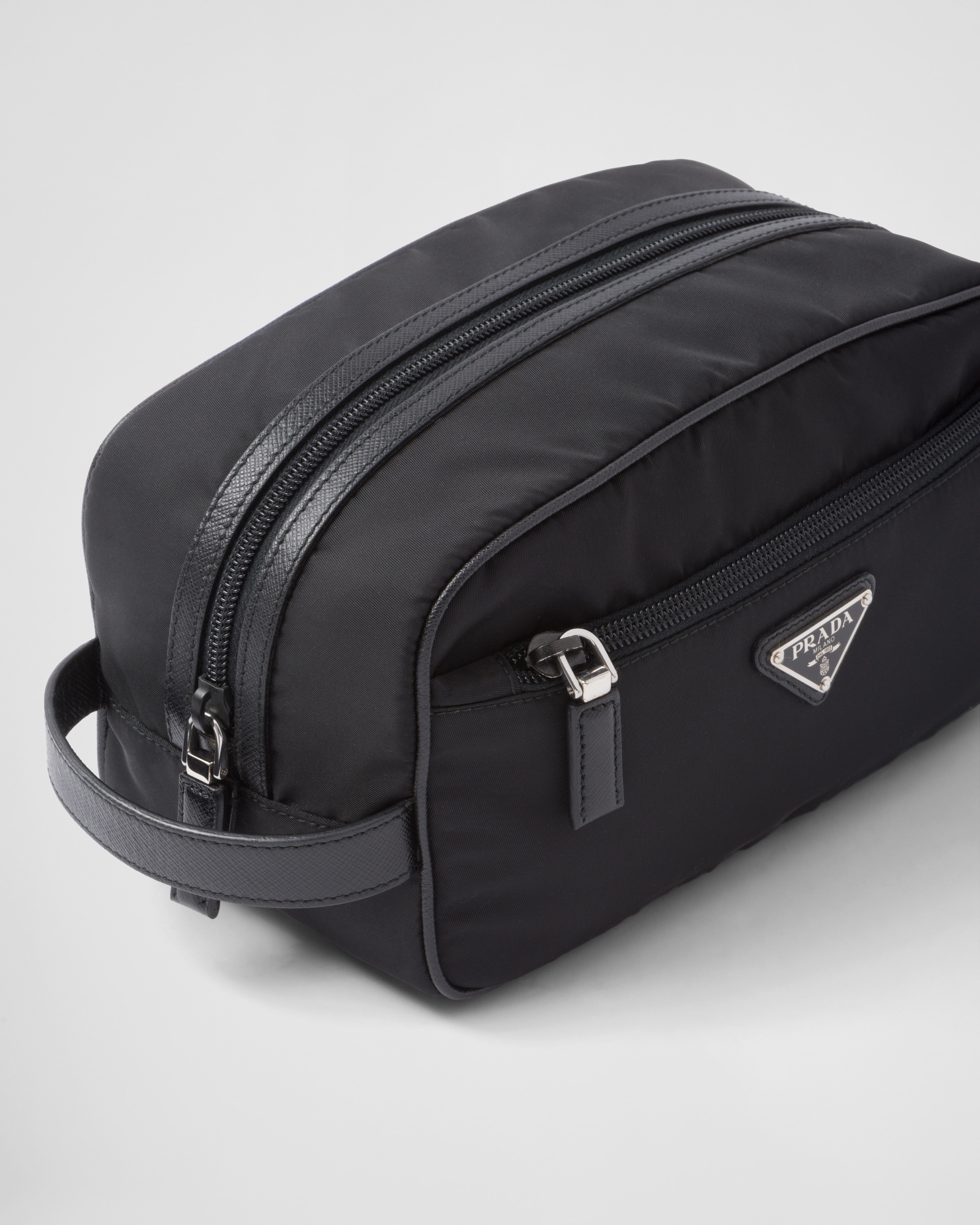 Re-Nylon and Saffiano leather travel pouch - 5