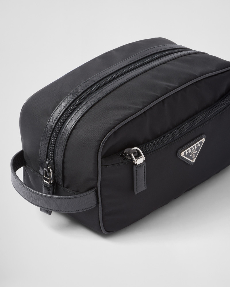 Re-Nylon and Saffiano leather travel pouch 5