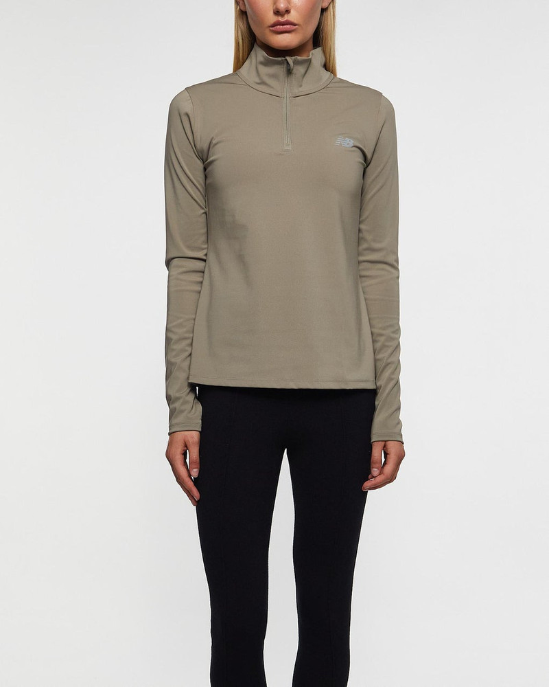 New Balance Top Script Quarter Zip Brown outlook
