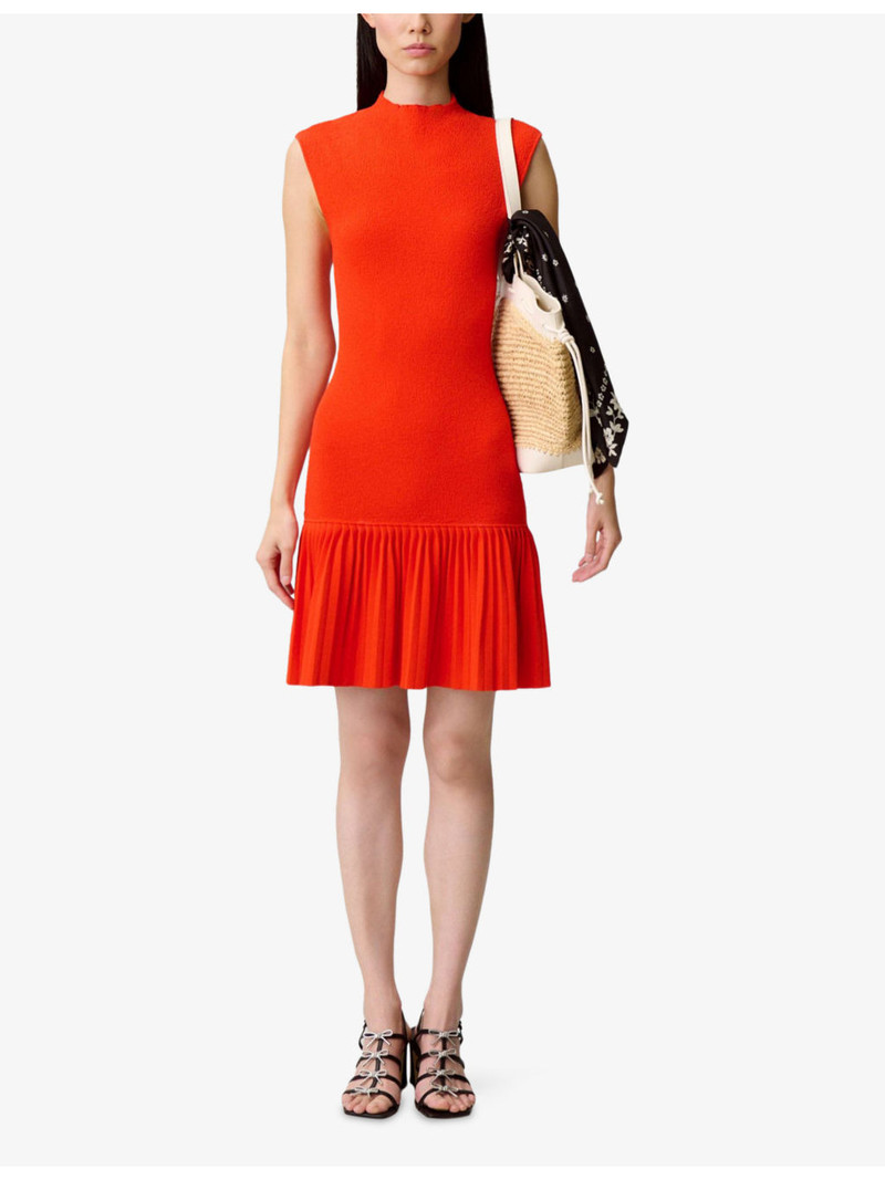 Claudie Pierlot Sleeveless Pleated-Trim Knitted Mini Dress outlook