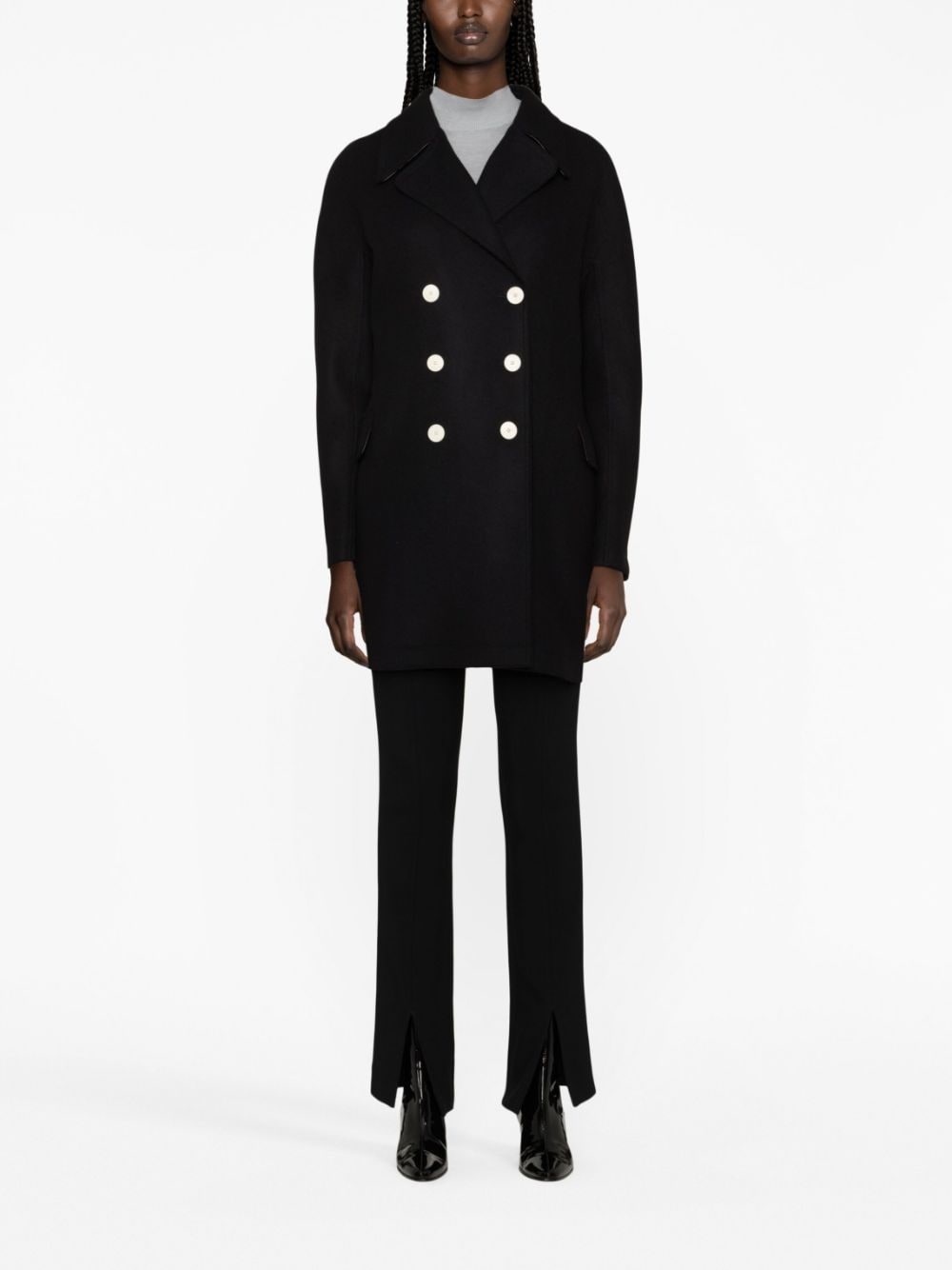 double-breasted wool coat - 2