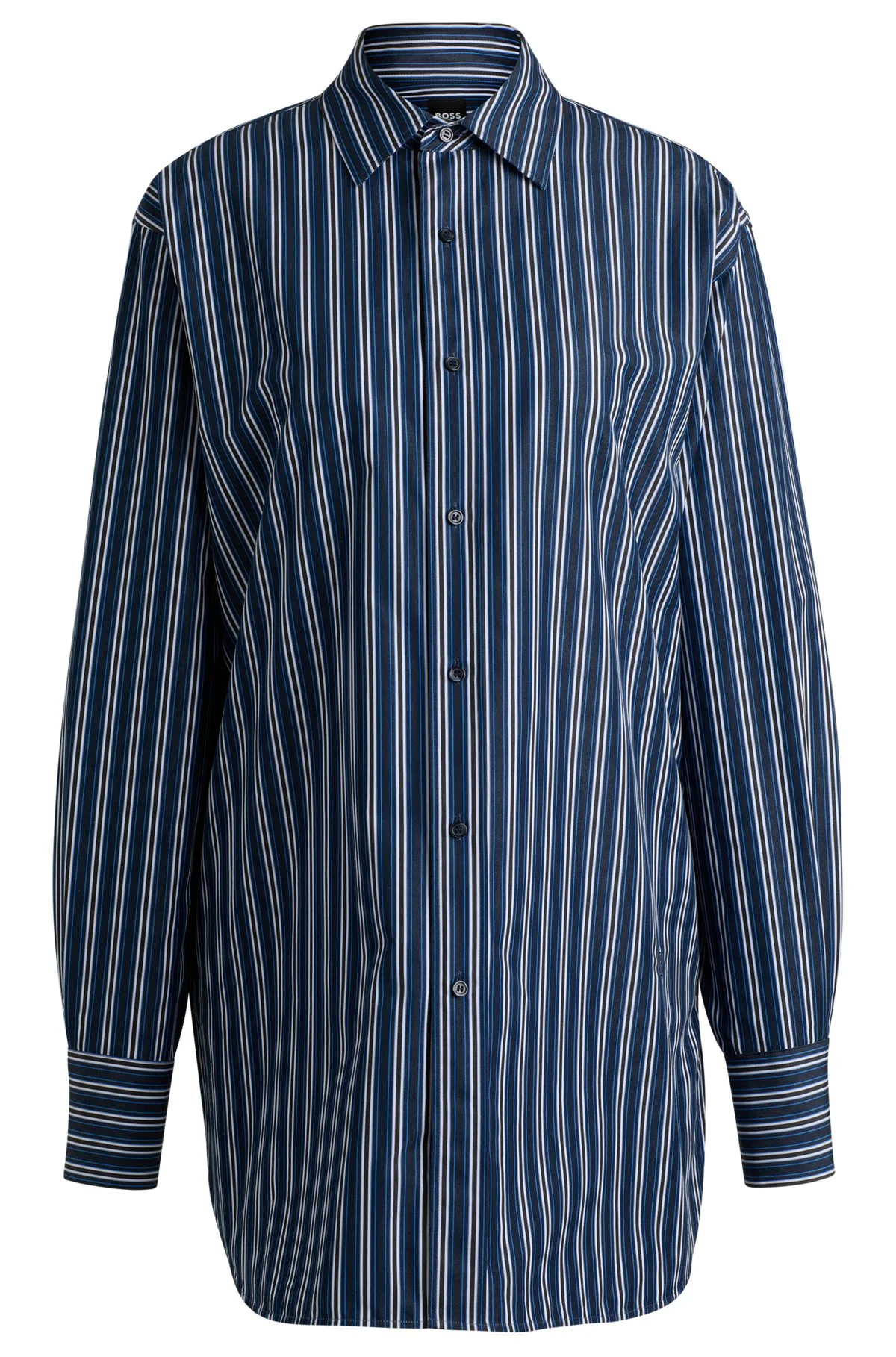 SLIM-FIT BLOUSE IN STRIPED COTTON WITH MONOGRAM - 1