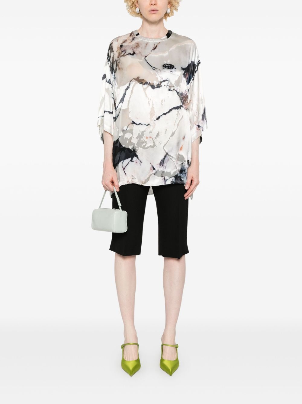 marble-print blouse - 2