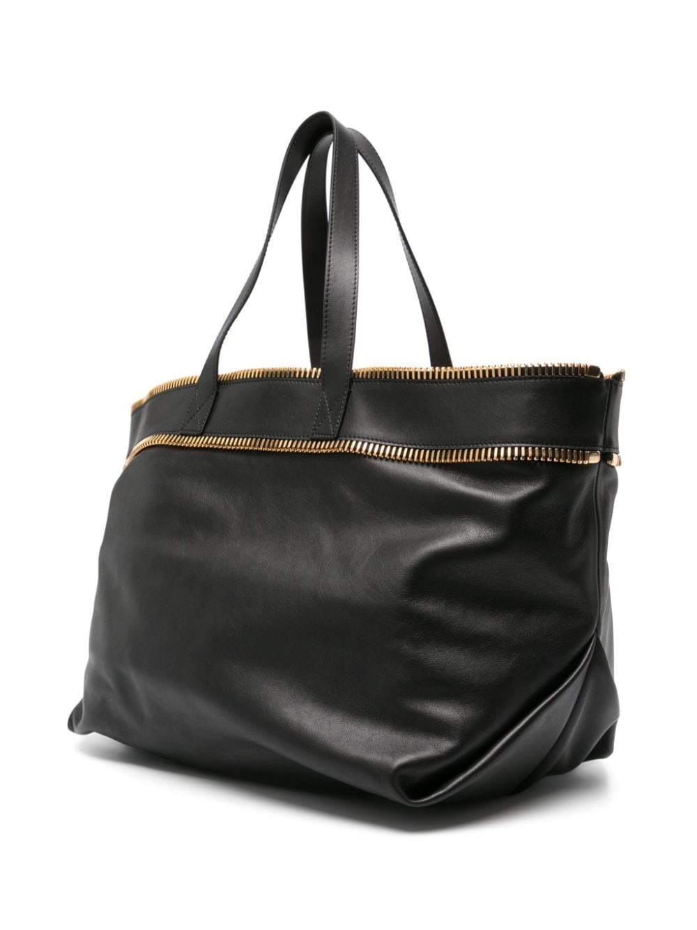 zip-detail leather tote bag - 3