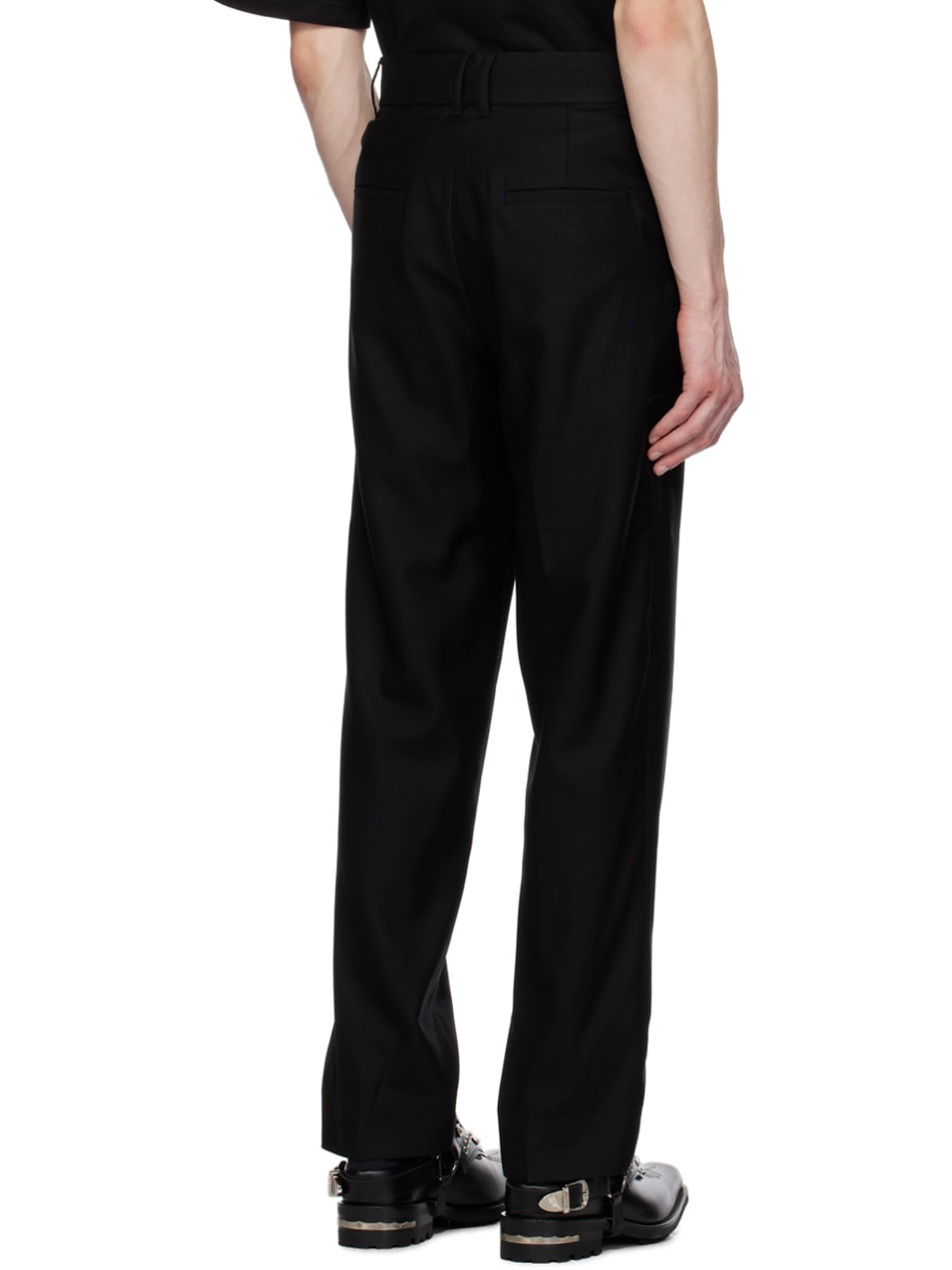 Black Paneled Trousers - 3