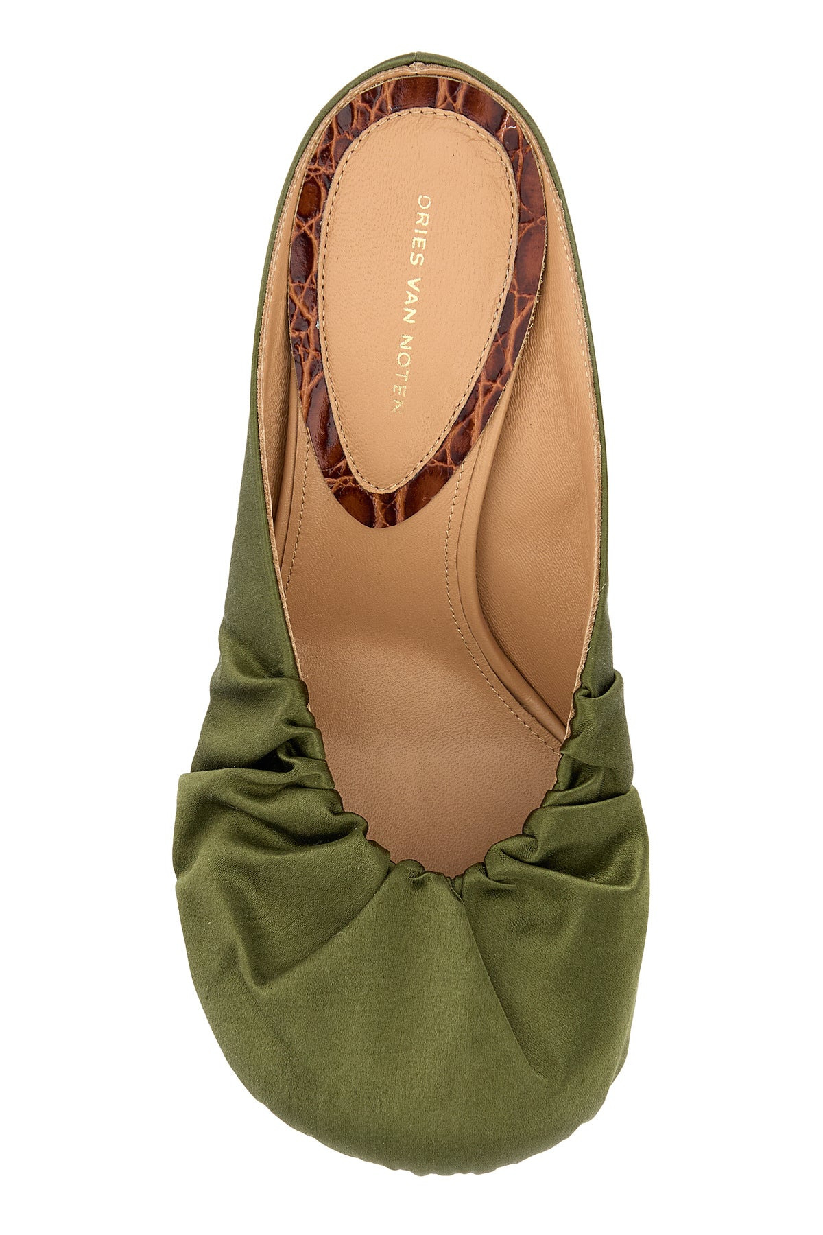 Olive green satin mules - 4