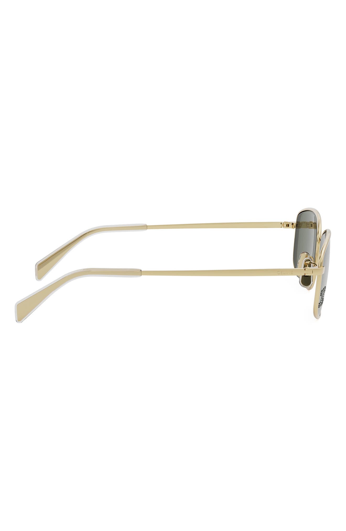 CELINE Triomphe 60mm Rectangular Sunglasses in Shiny Endura Gold /Green at Nordstrom - 6