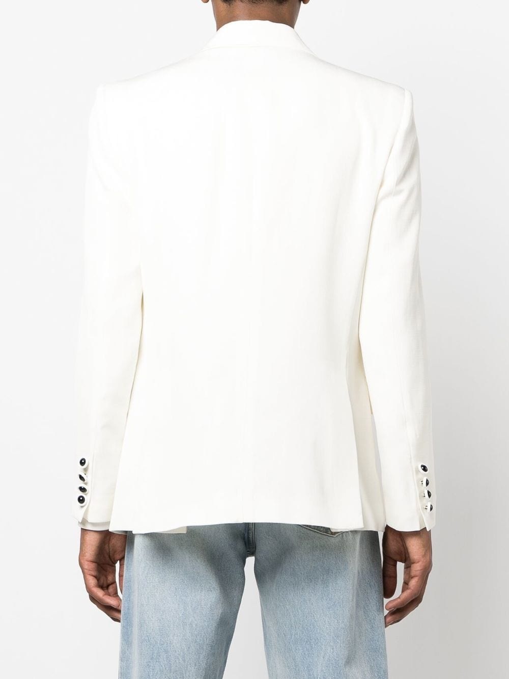 contrast-lapel double-breasted blazer - 4