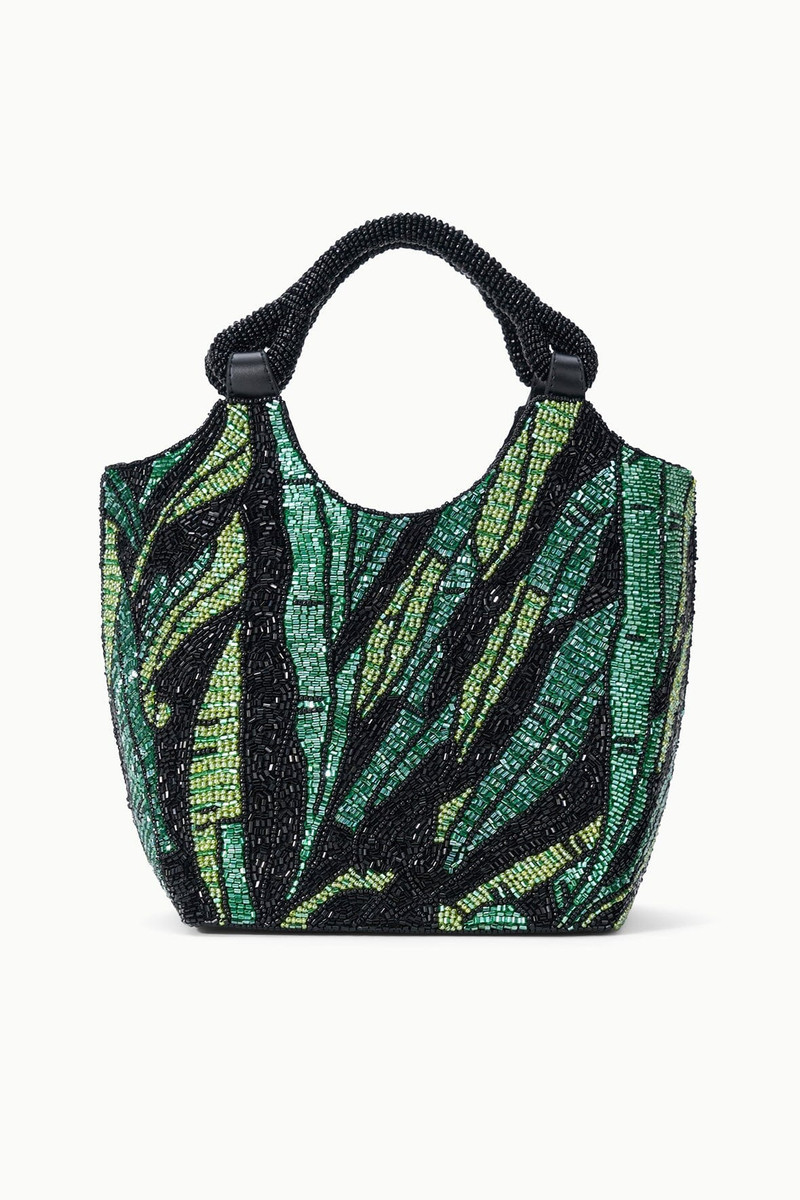 STAUD BEADED COTE BAG GREEN PALM 1