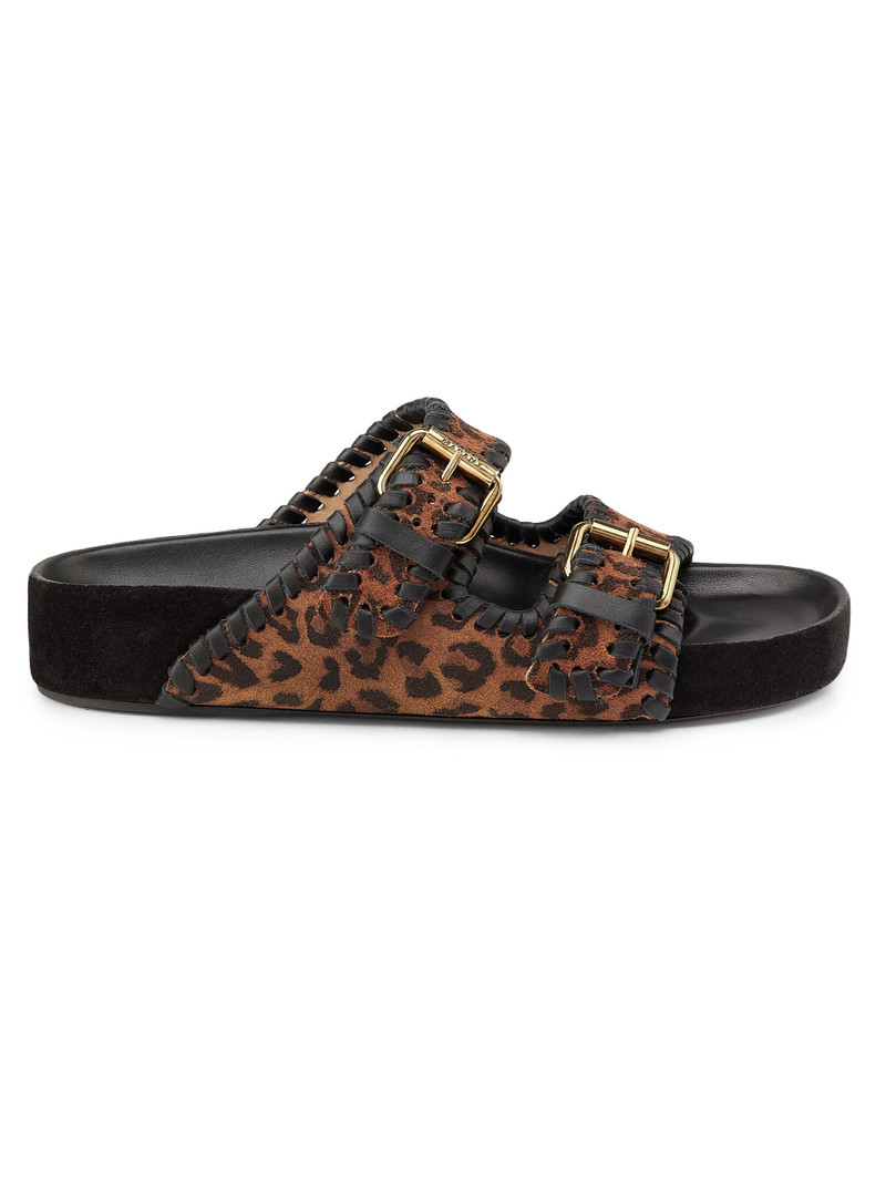 Women's Lennyo Suede Sandals - Leopard 1