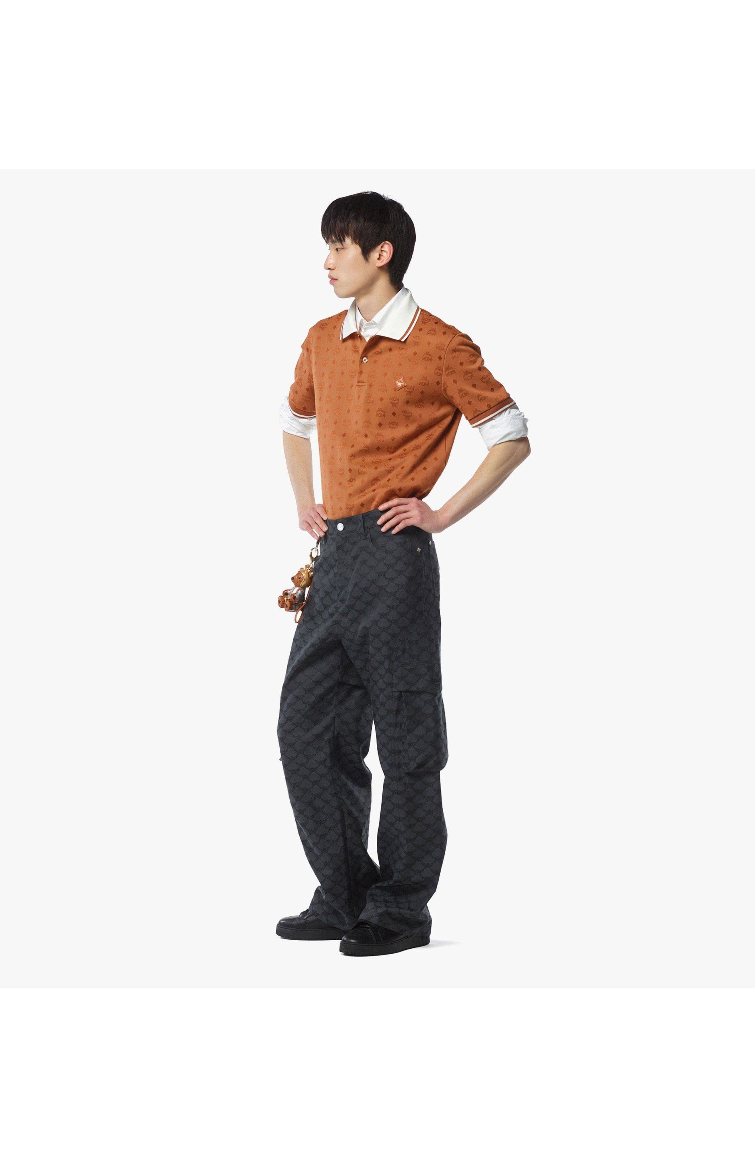 MCM Piqué Polo in Monogram Jacquard in Brown at Nordstrom - 3