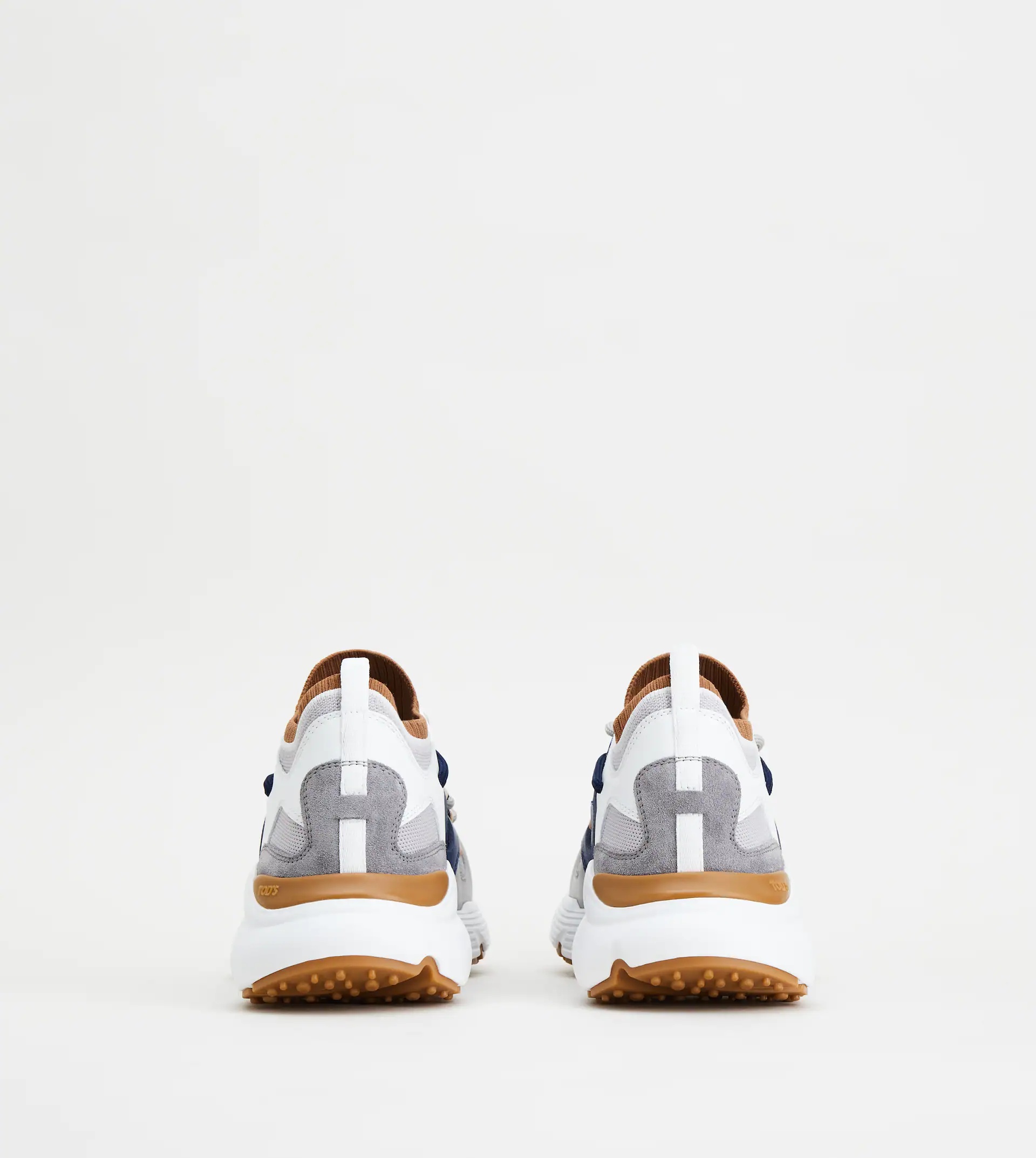 SNEAKERS IN LEATHER AND TECHNICAL FABRIC - GREY, BLUE, WHITE - 2