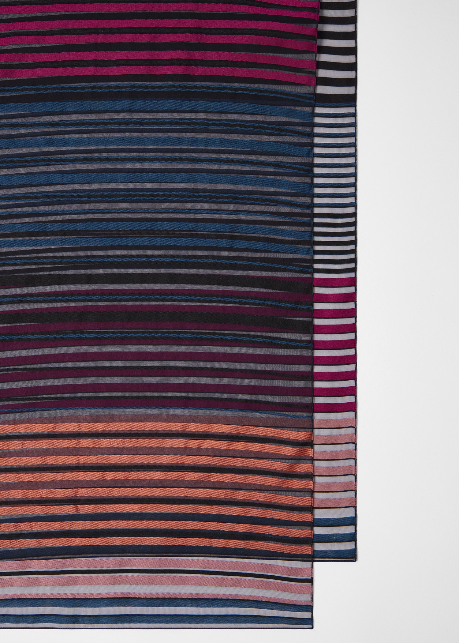 Women's Silk-Blend Multicolour Stripe Sheer Scarf - 2