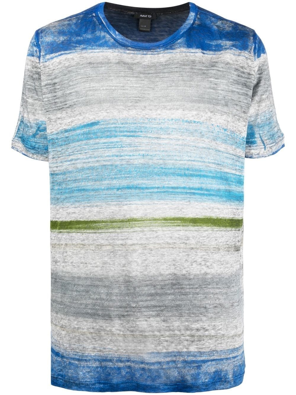 striped print linen T-shirt - 1