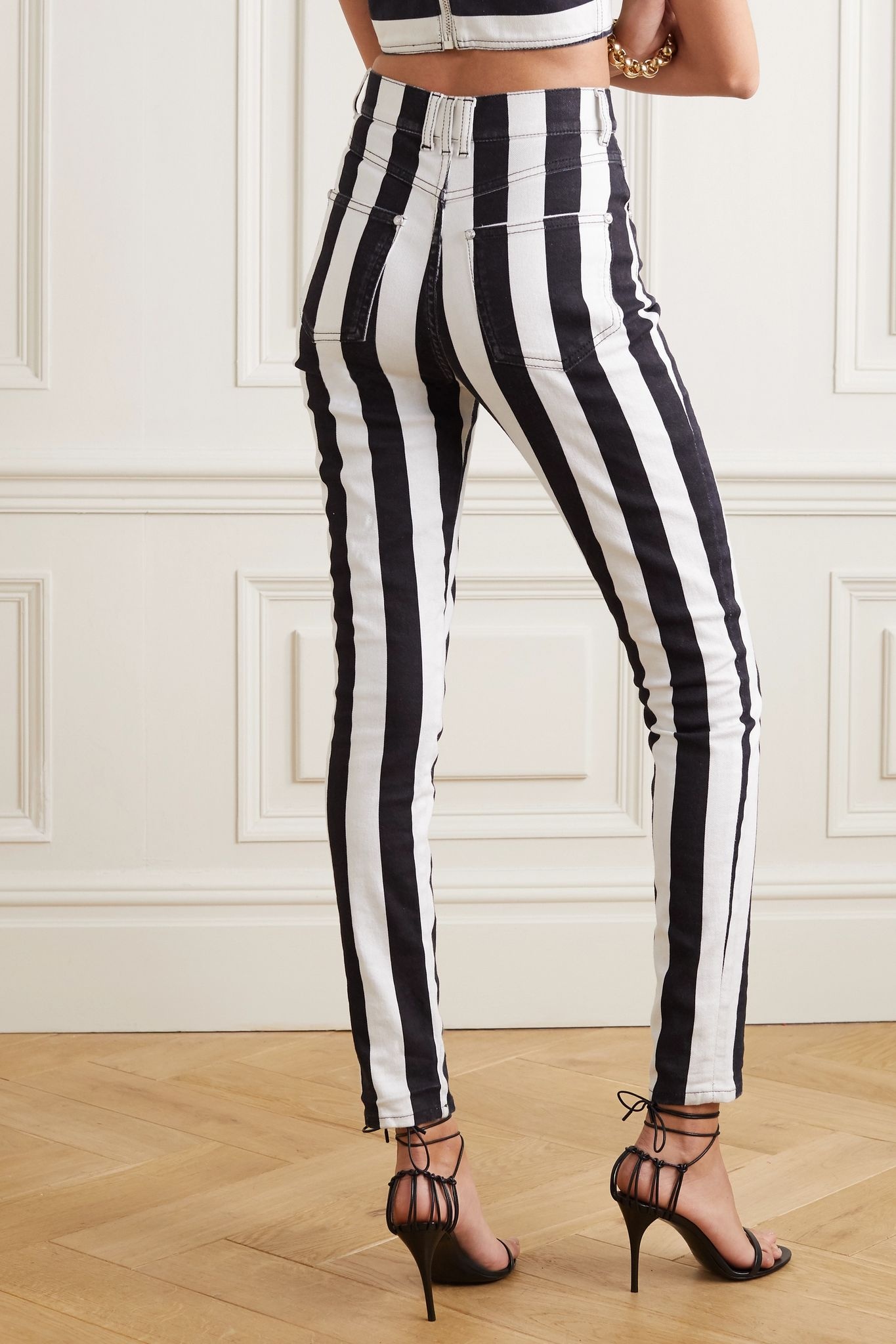 Striped high-rise skinny jeans  - 4