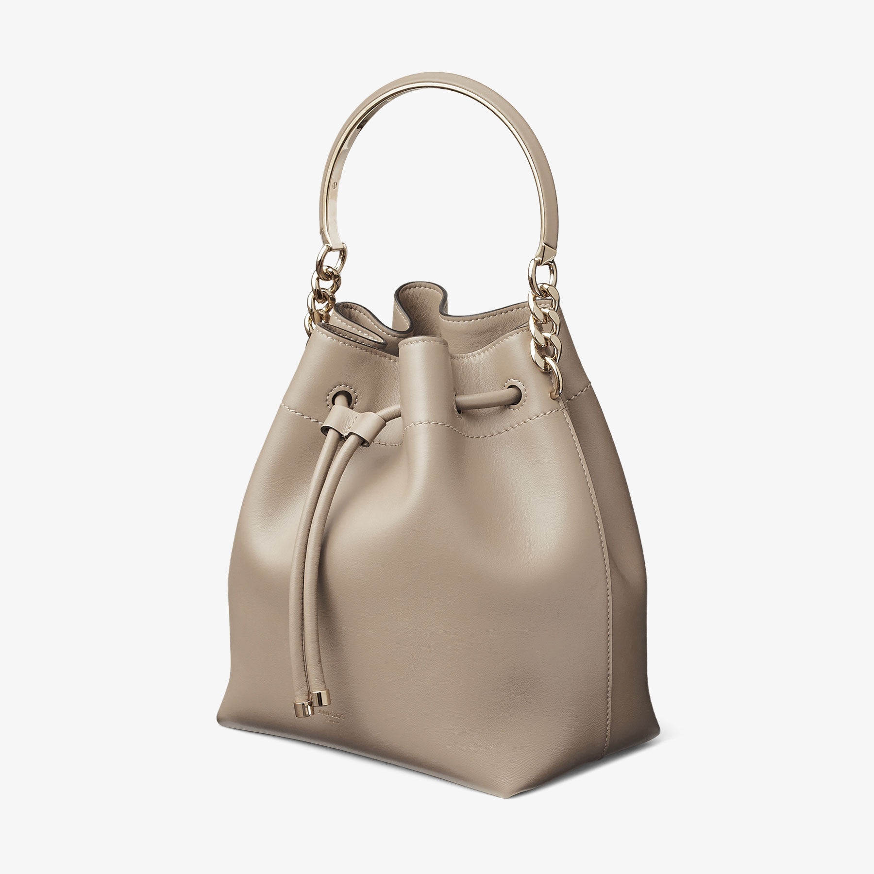 Bon Bon Bucket
Taupe Soft Shiny Smooth Calf Leather Bucket Bag - 3