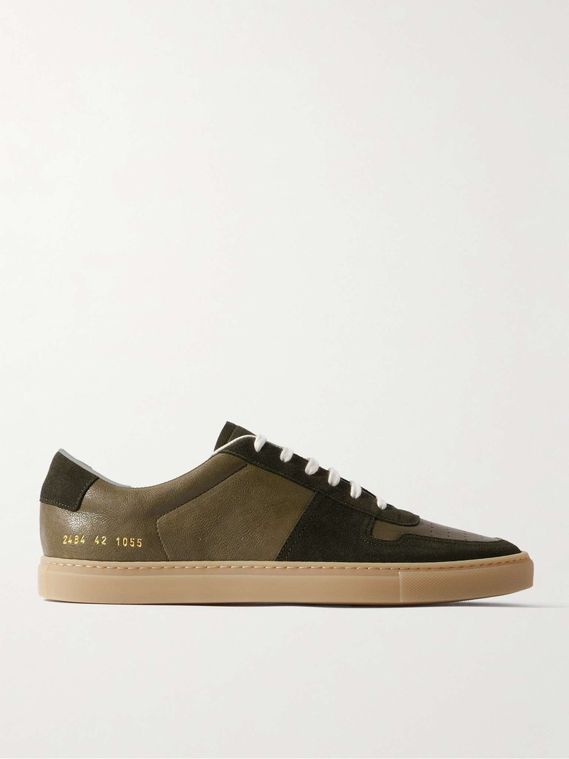 BBall Suede-Trimmed Leather Sneakers 1