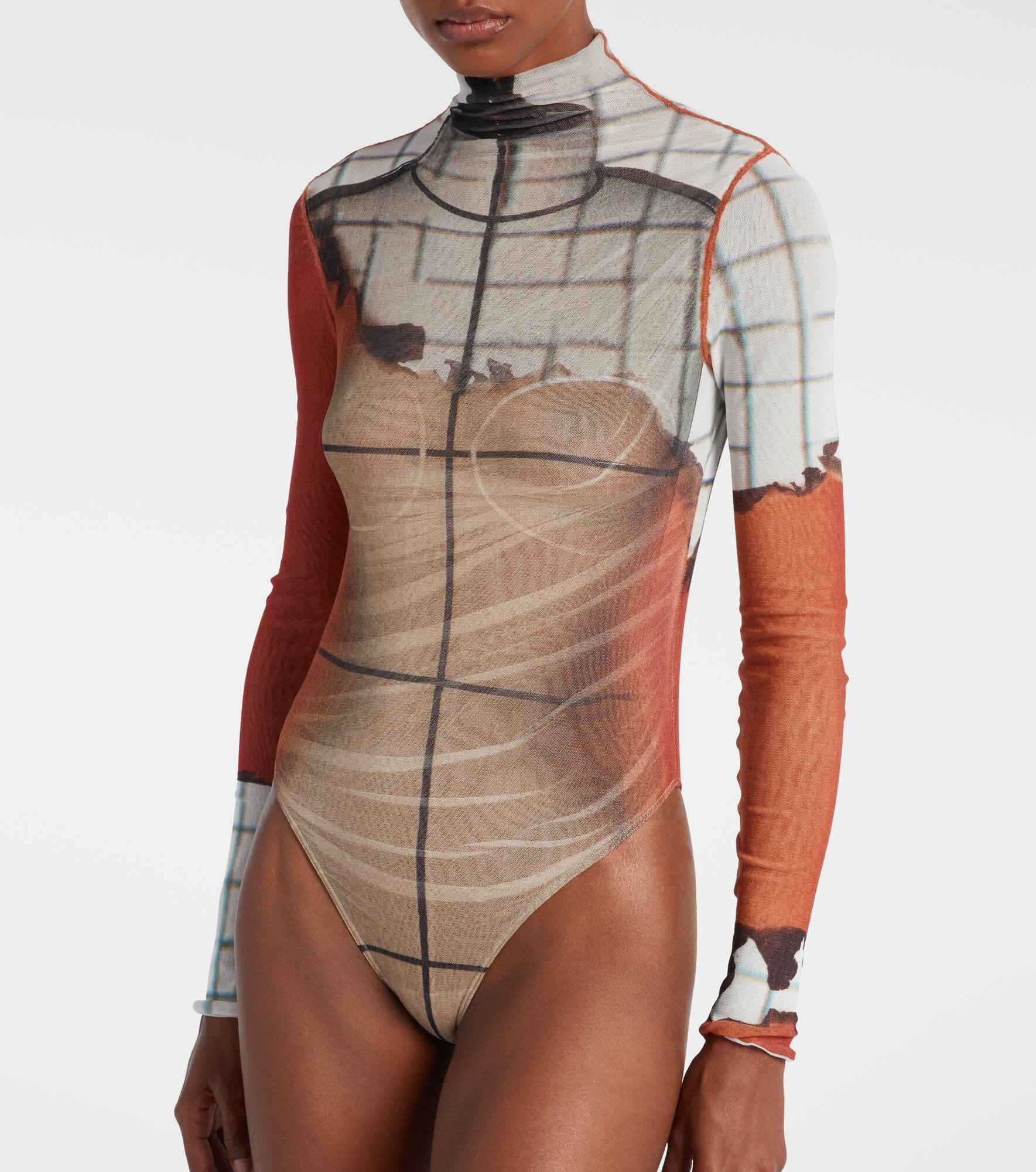 Fire printed mesh bodysuit - 6