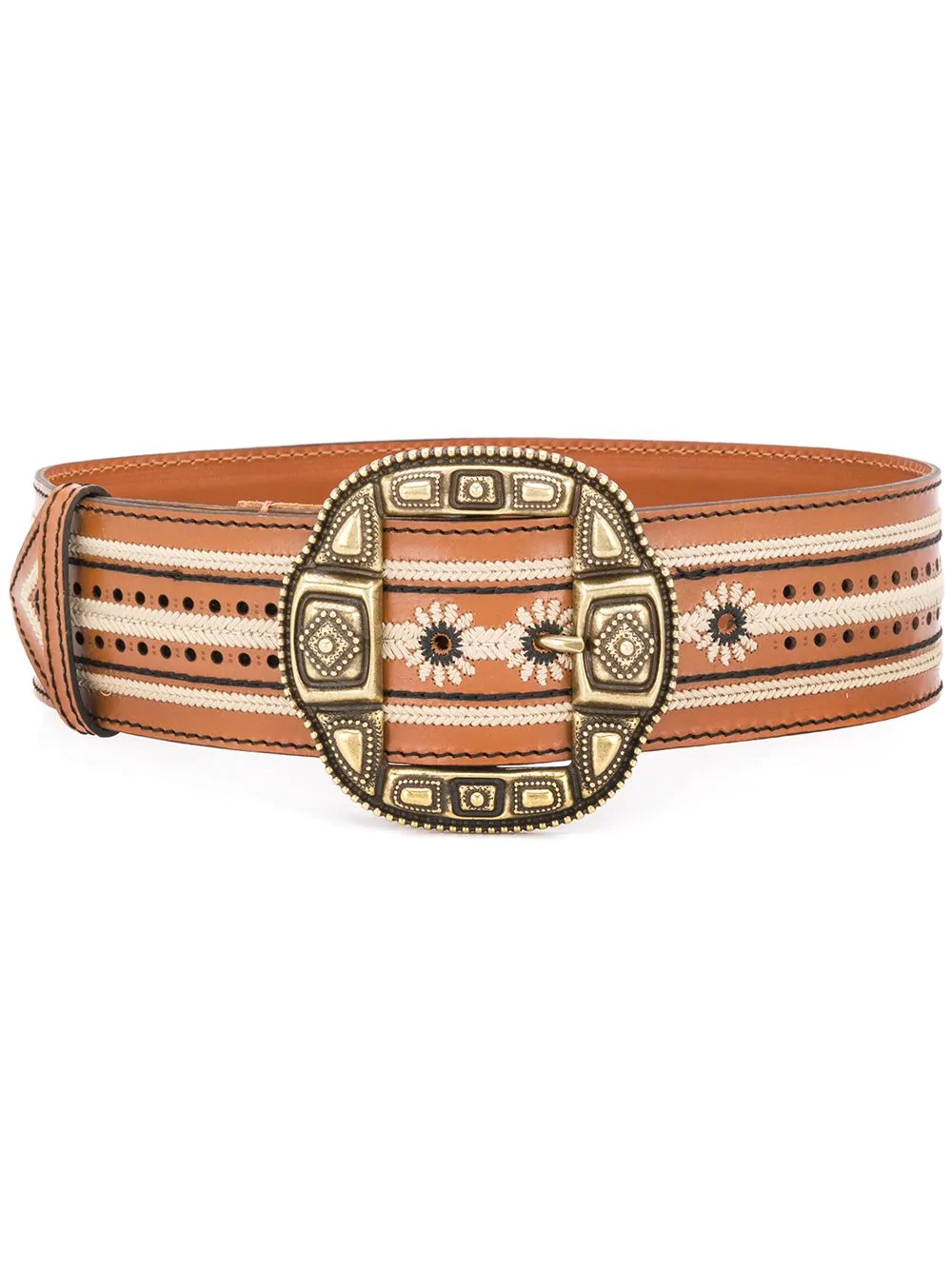 embroidered leather belt - 1