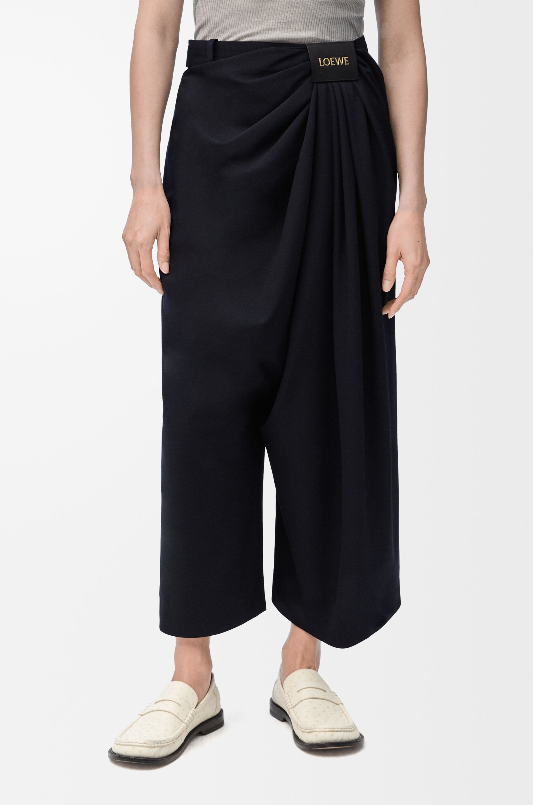 Cropped draped trousers in wool - 3