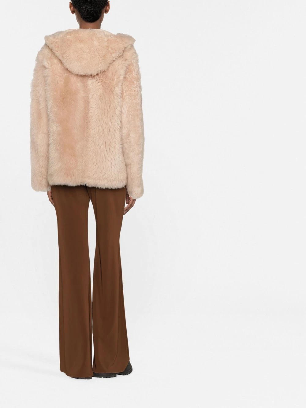 zip-up shearling coat - 4