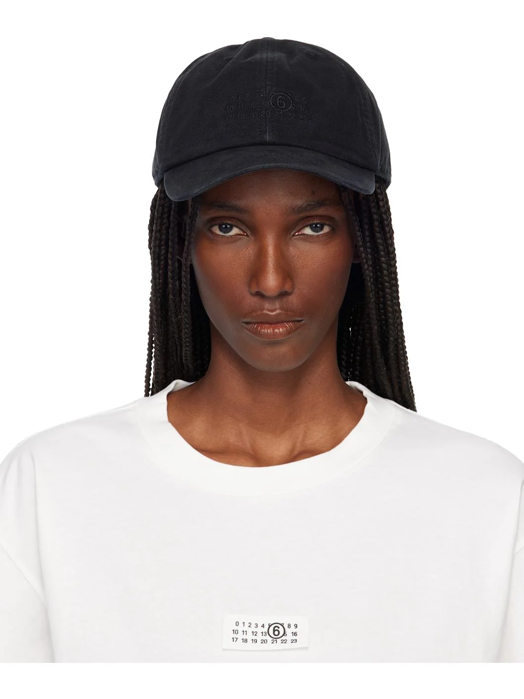 Black Embroidered Logo Cap - 1