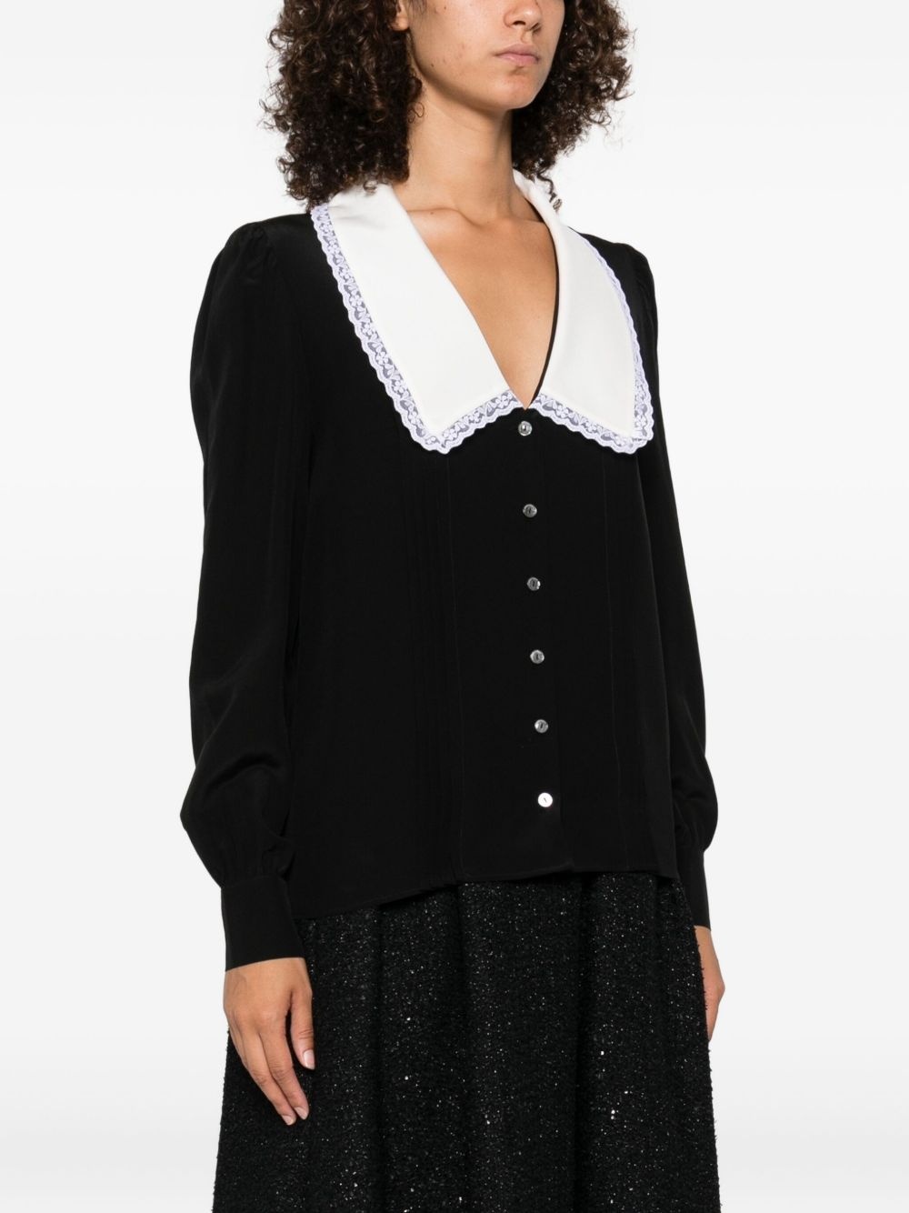 lace-trimmed collar blouse - 3