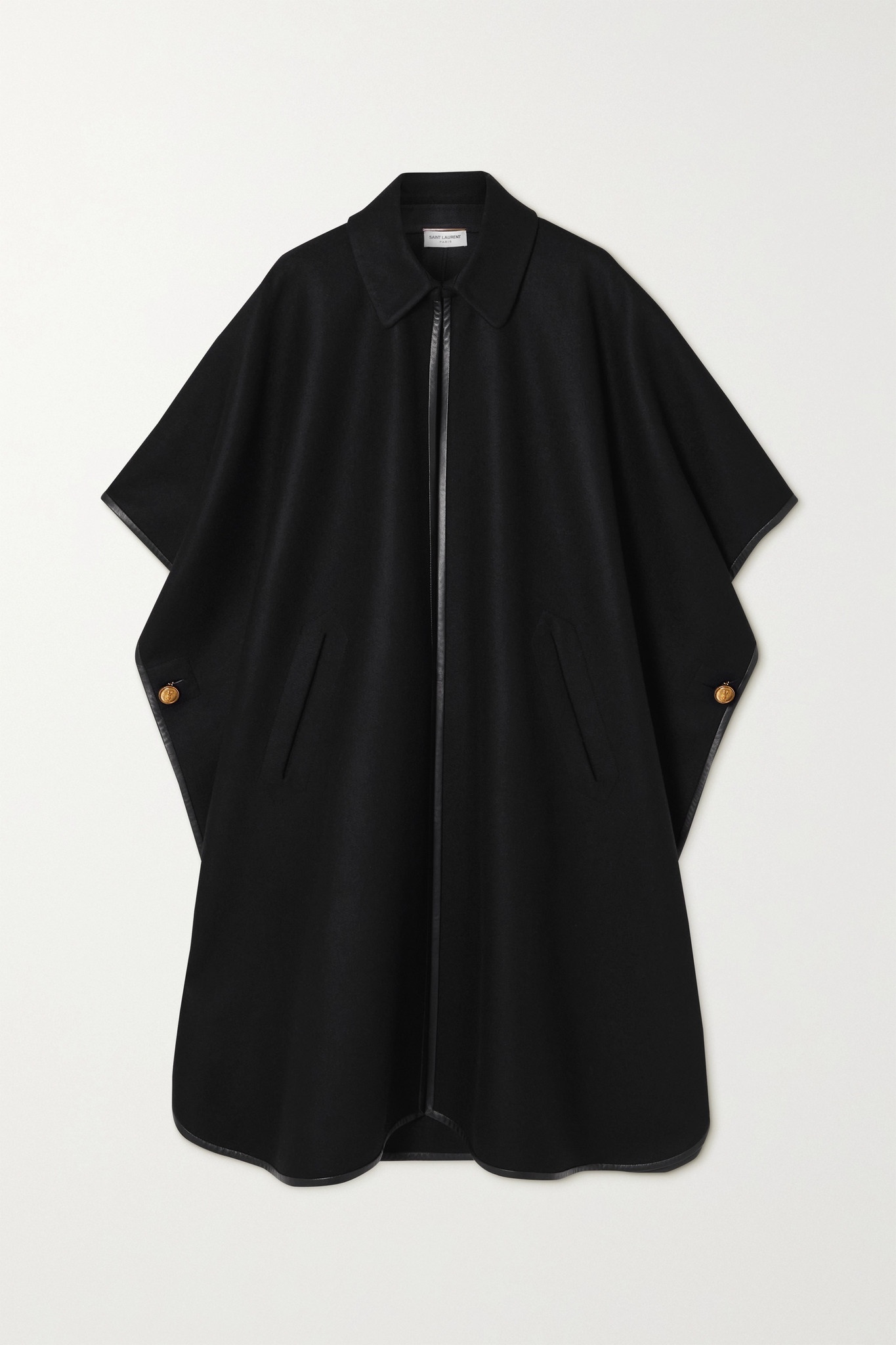 Leather-trimmed cashmere and wool-blend felt cape - 1