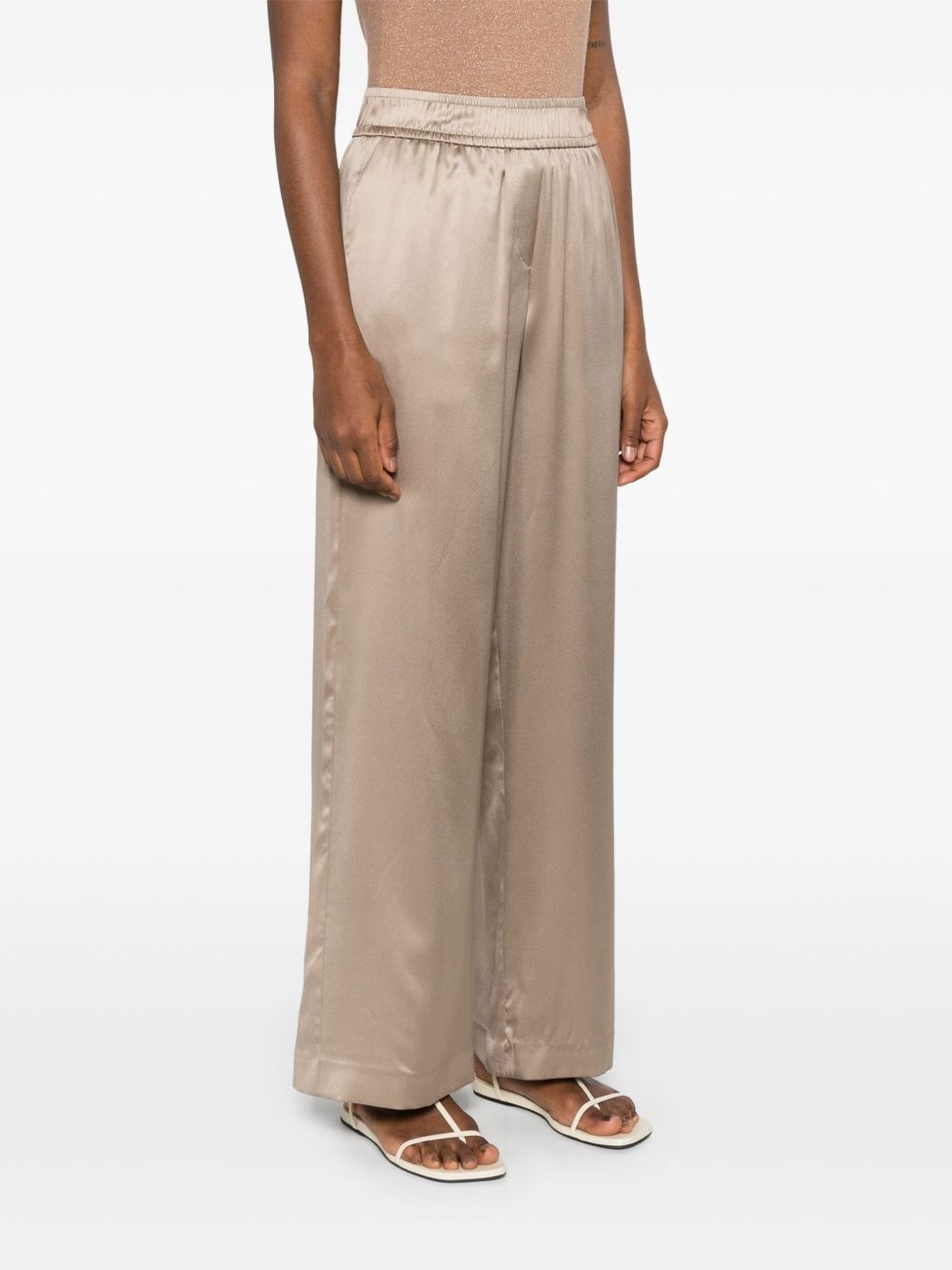 satin-finish wide-leg trousers - 3