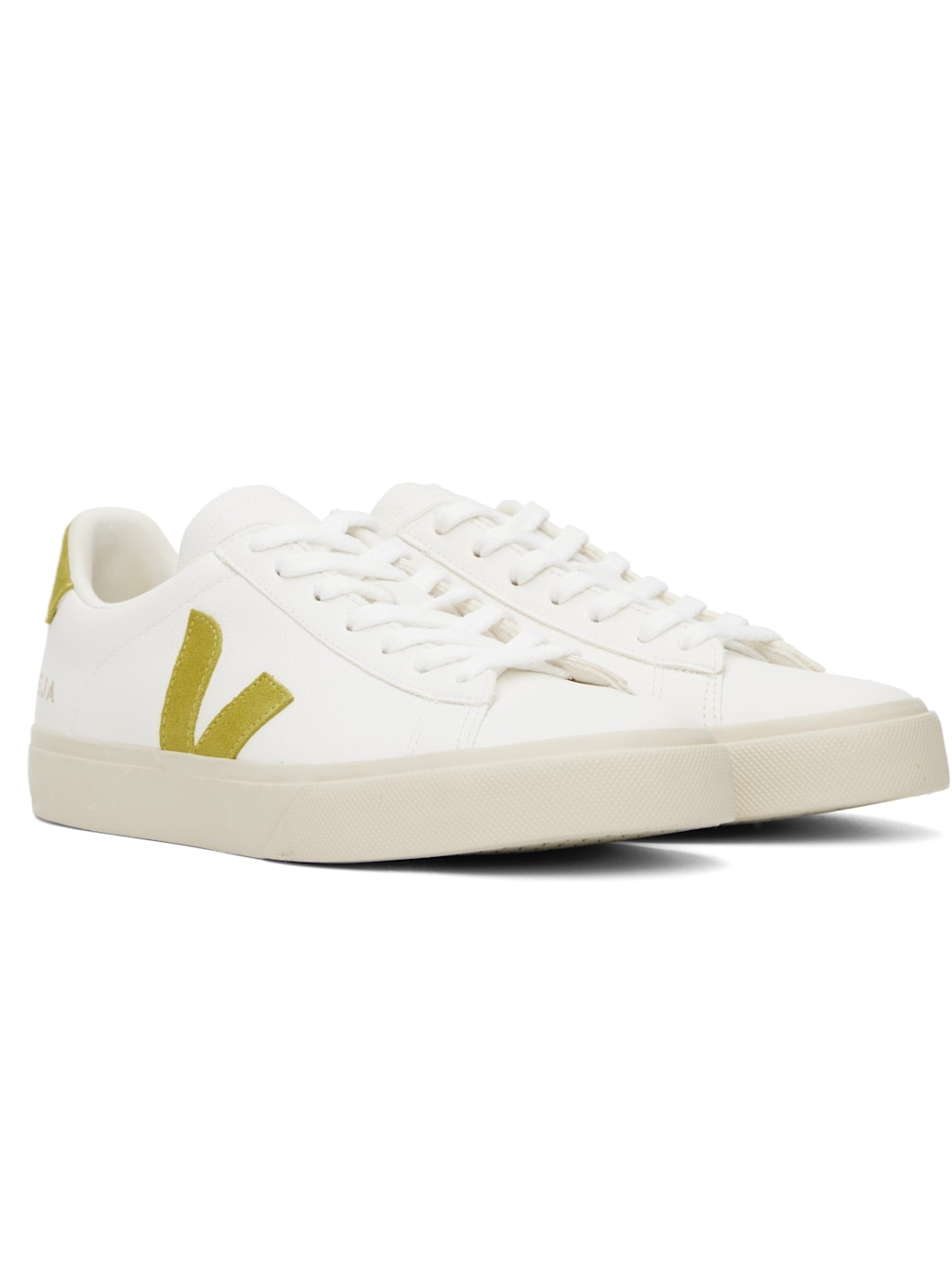 White & Yellow Campo Leather Sneakers - 4
