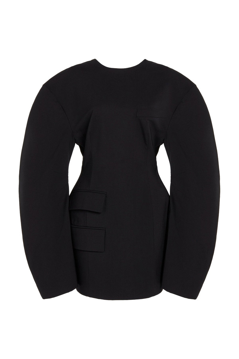 ROUNDED SLEEVE TAILORED MINI DRESS BLACK 5