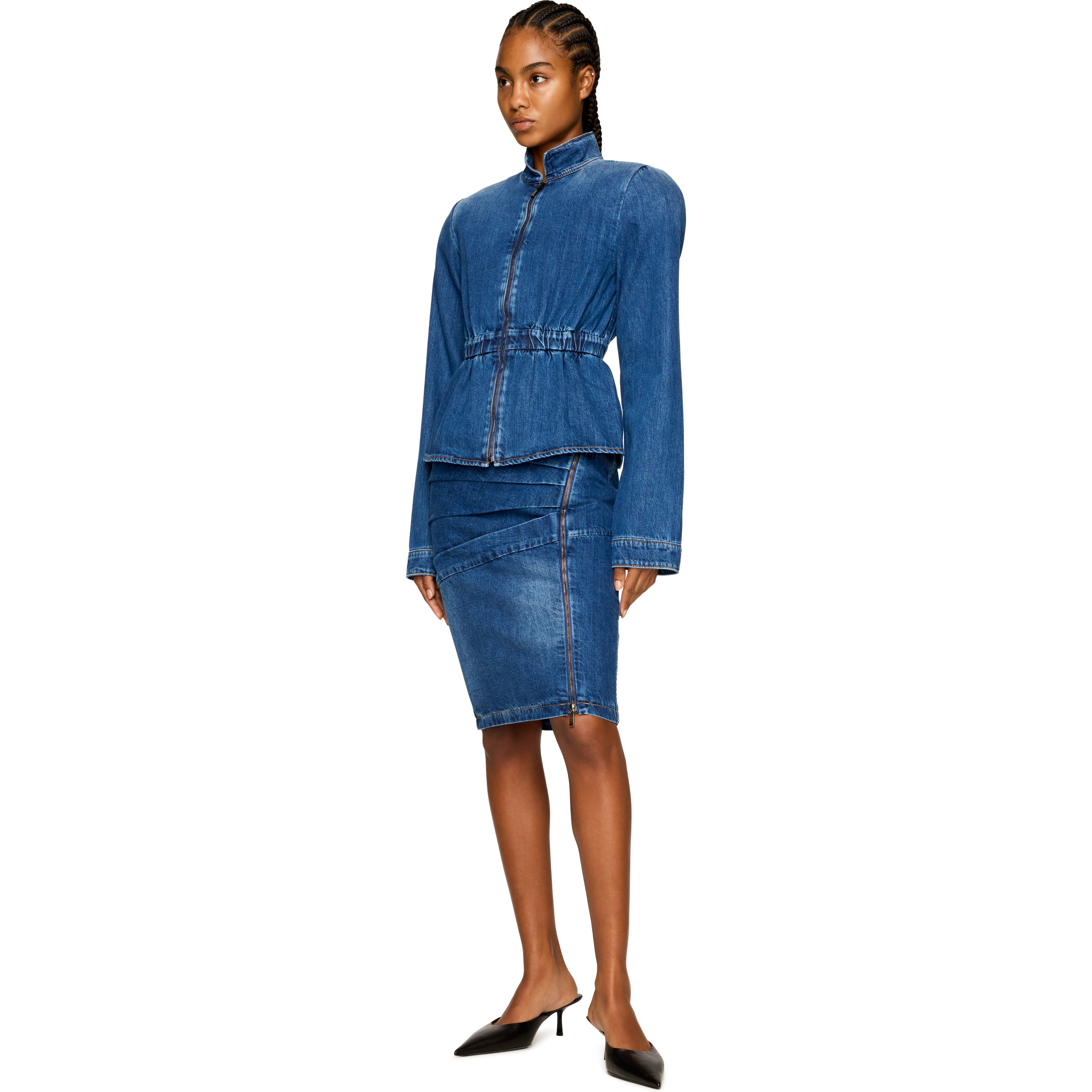 Hayley Peplum Denim Bomber Jacket - 4