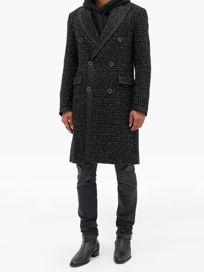 AMIRI Satin-trimmed bouclé-tweed double-breasted coat outlook