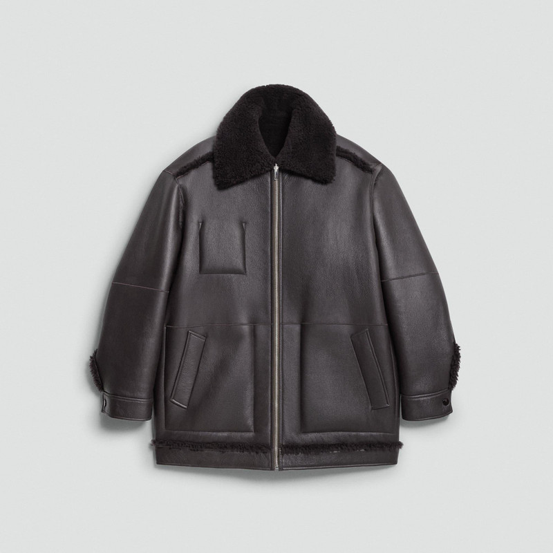 Reversible Cocoon Coat in Shearling 1