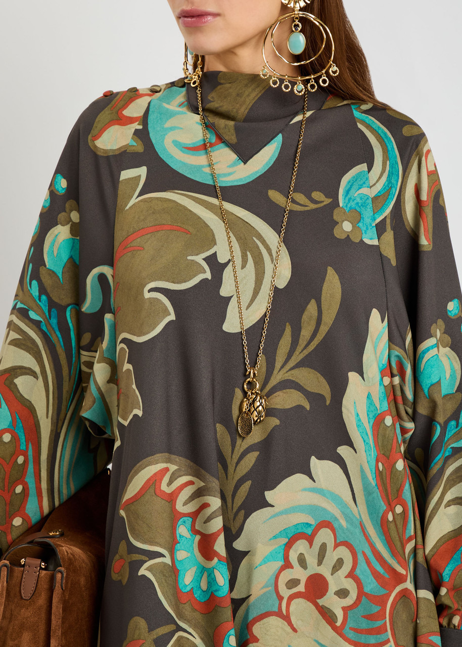 Etro Printed Draped Crepe Maxi Dress - 5