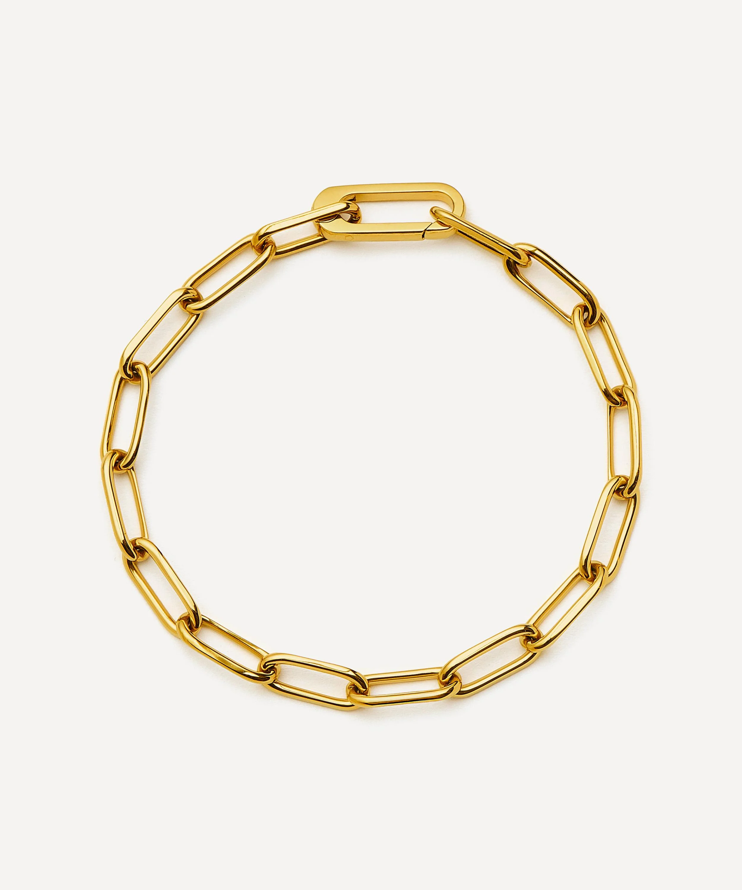 18ct Gold-Plated Classic Paperclip Chain Bracelet - 1