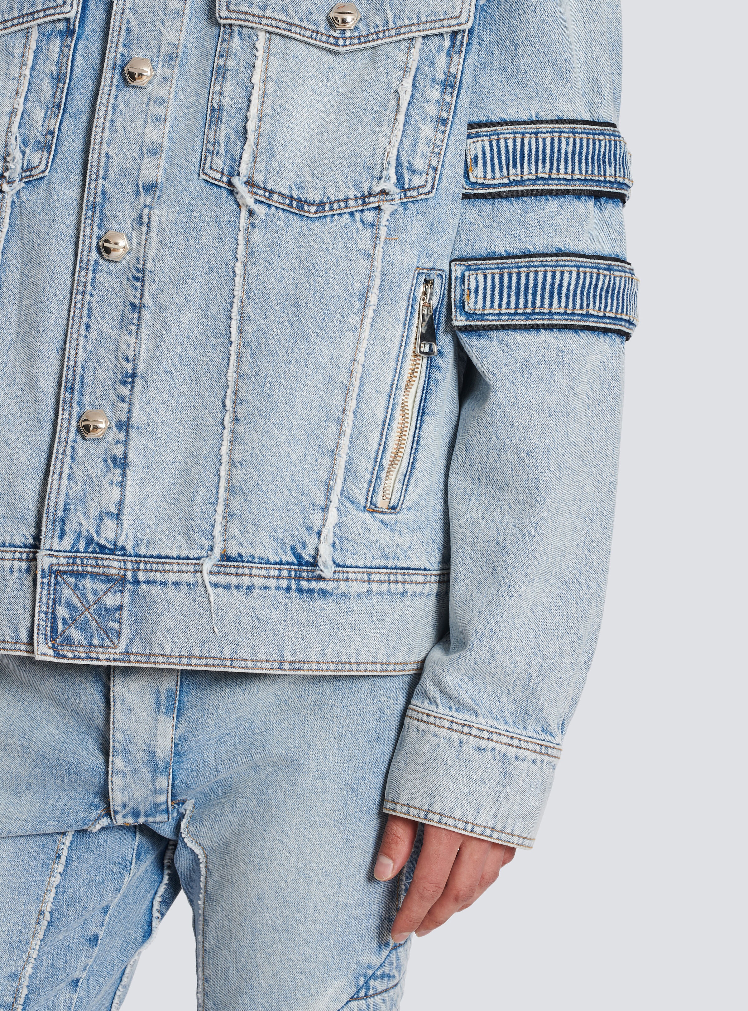 Denim jacket with velcro stripes - 8
