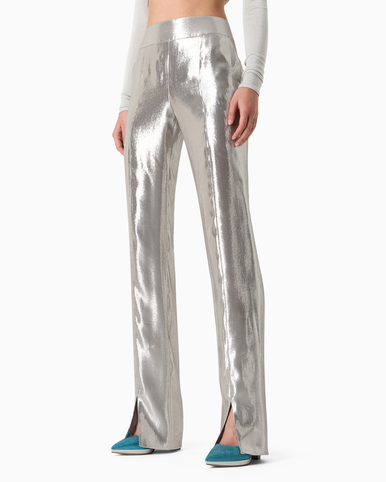 Silk and Lurex-blend trousers - 2