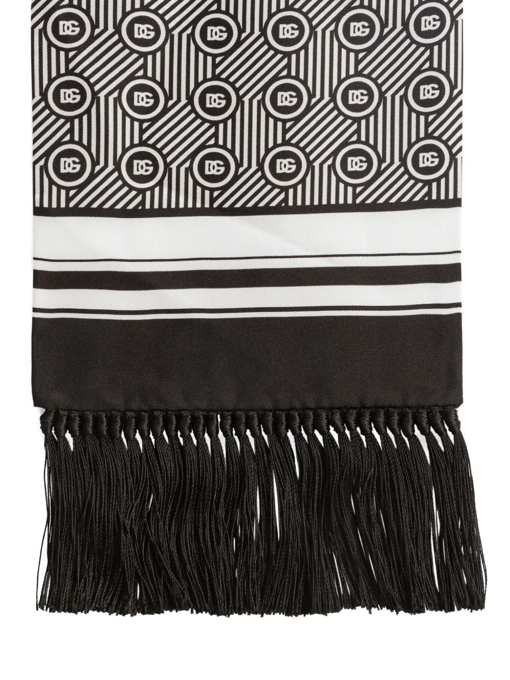 geometric-pattern fringed scarf - 2