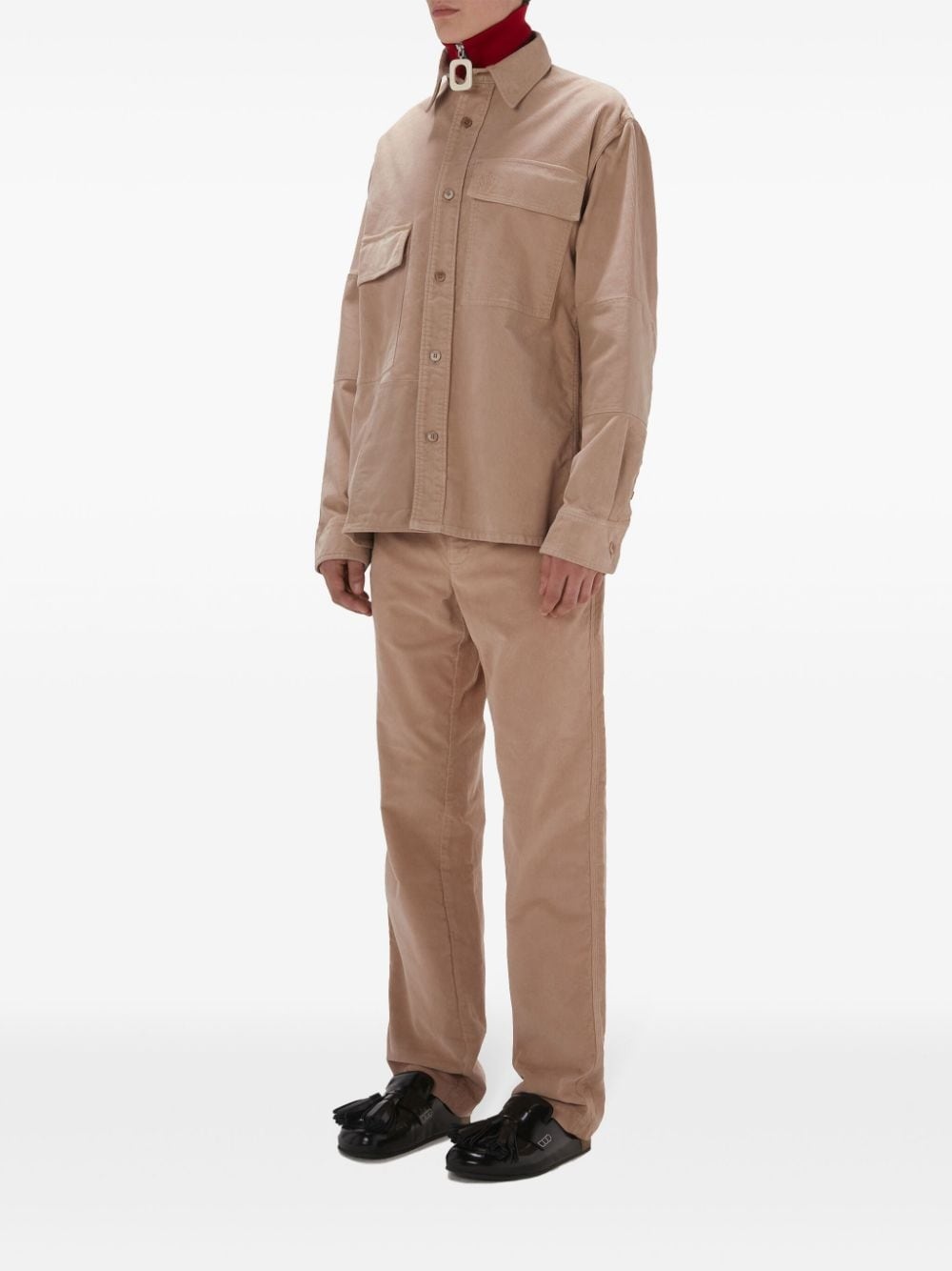 straight leg mid-rise cotton trousers - 2