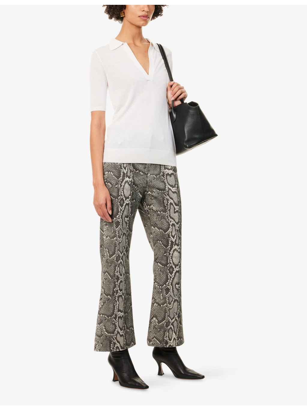 Ezra Snake-Pattern Bootcut Denim Jeans - 2