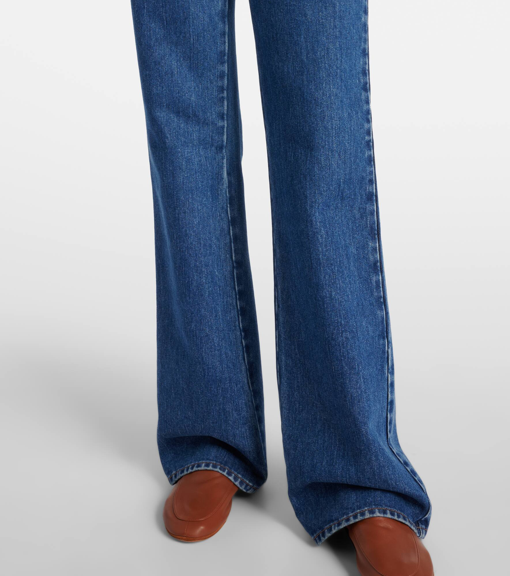 Mid-rise cotton and silk jeans - 6