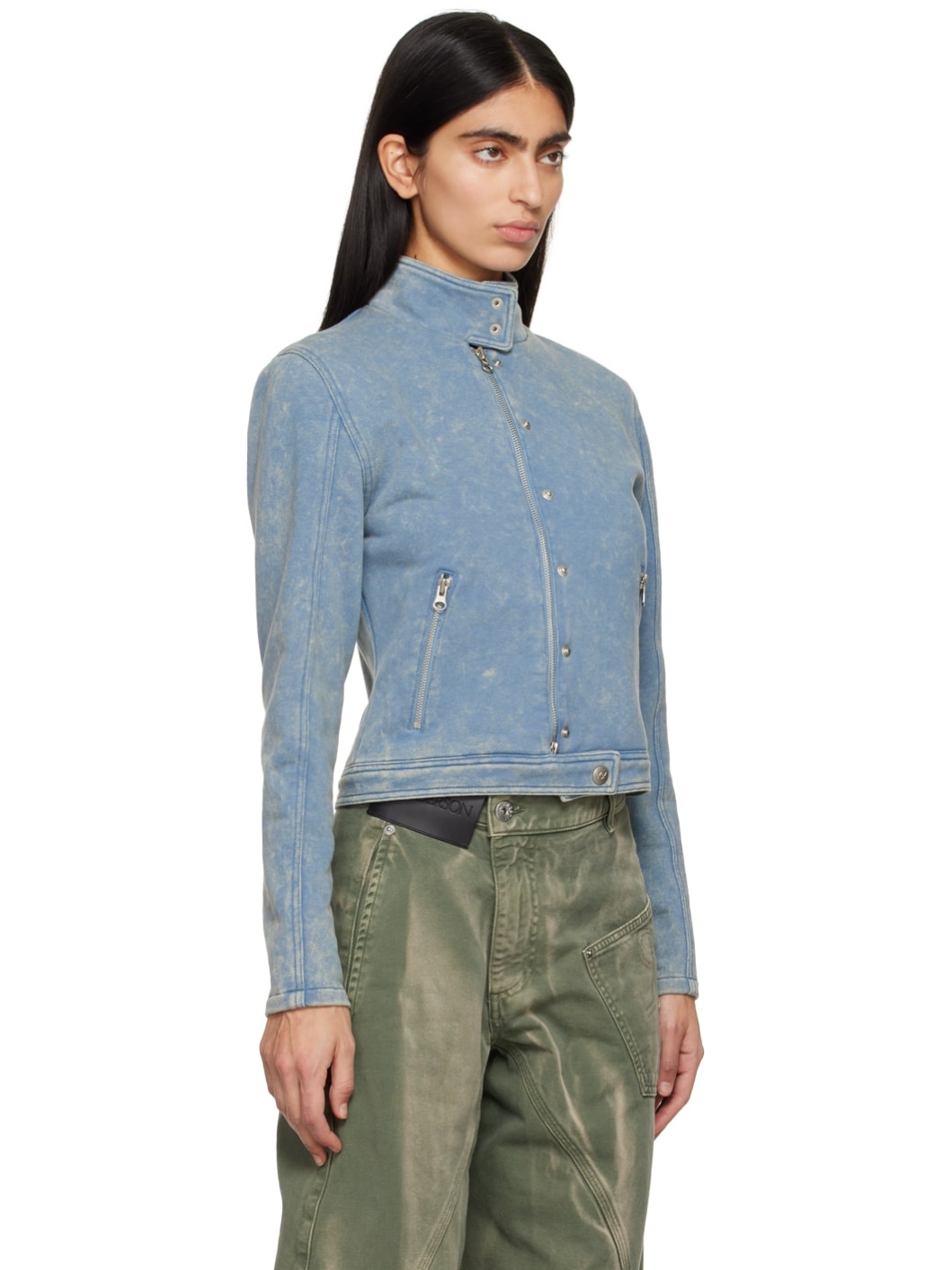 Blue Faded Biker Jacket - 2