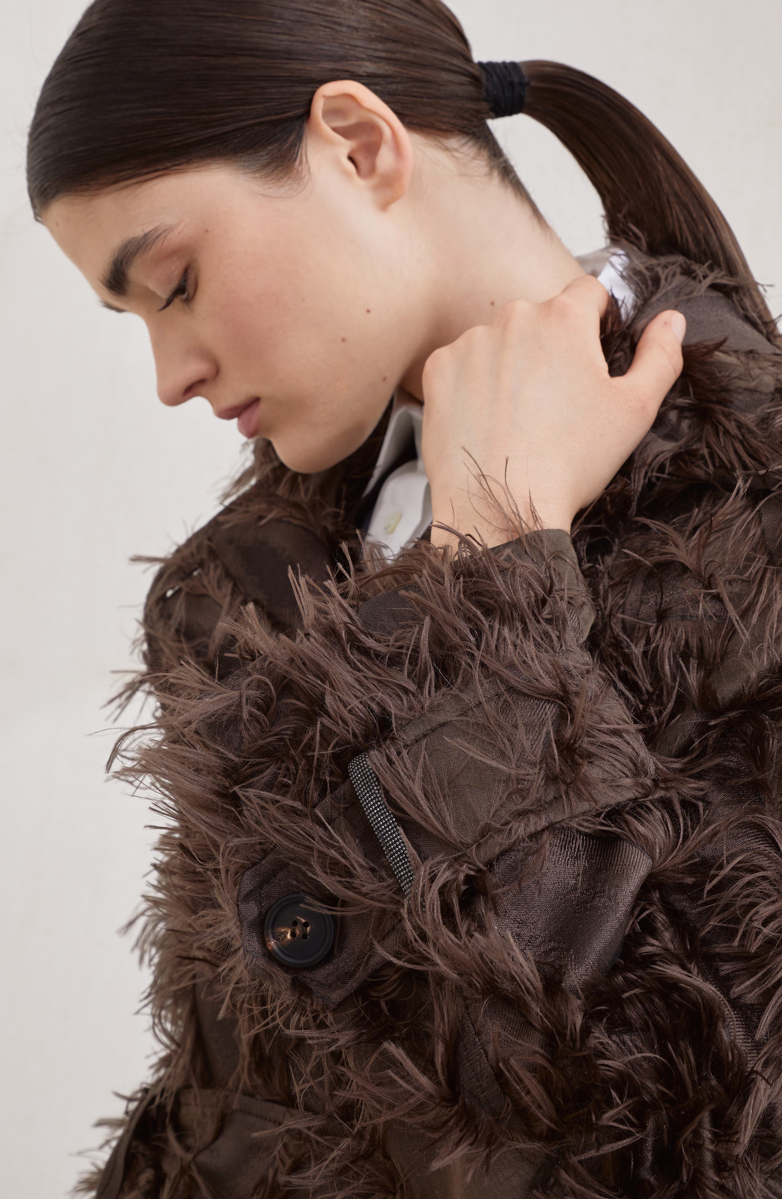 Brunello Cucinelli Dracaena fil coupé coat in Brown at Nordstrom - 4